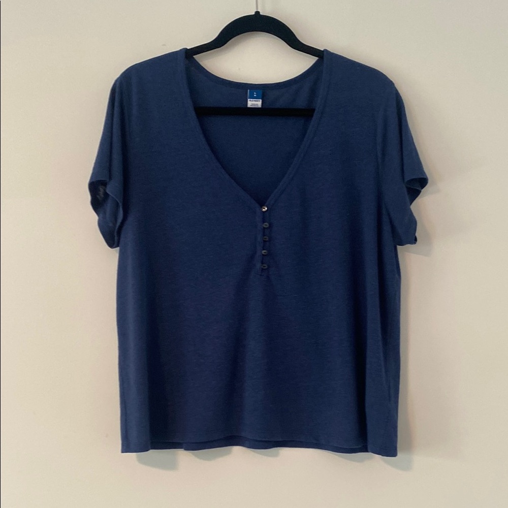 Old Navy Blue Fitted Cuffed Sleeve T-Shirt